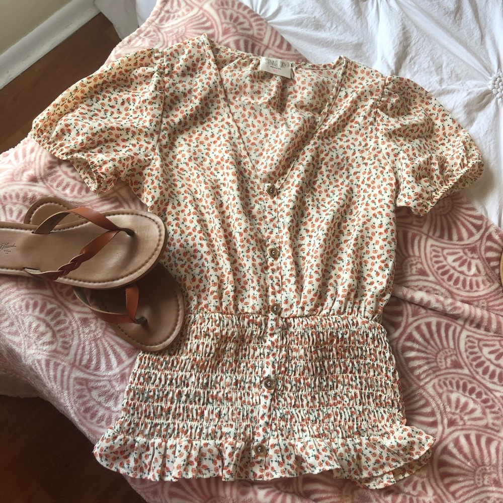 Sienna Sky Cream and Orange Floral Top